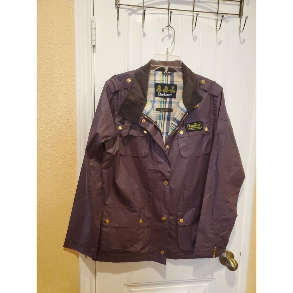 Barbour International Purple Waterproof Breathable Belted Jacket sz S - Picture 10 of 16